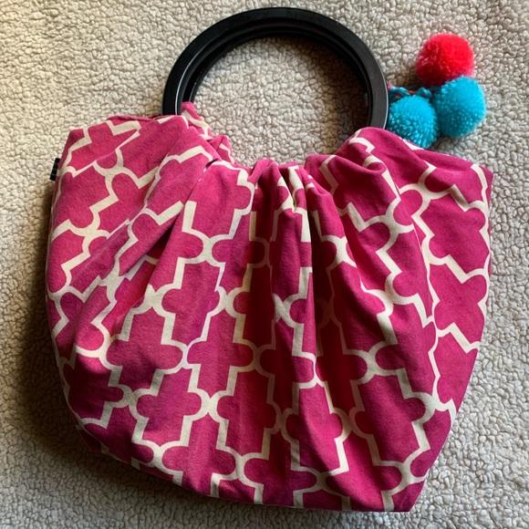 1154 Lill Studio vibrant roomy reversible suede bucket bag, wooden handles - Picture 9 of 16